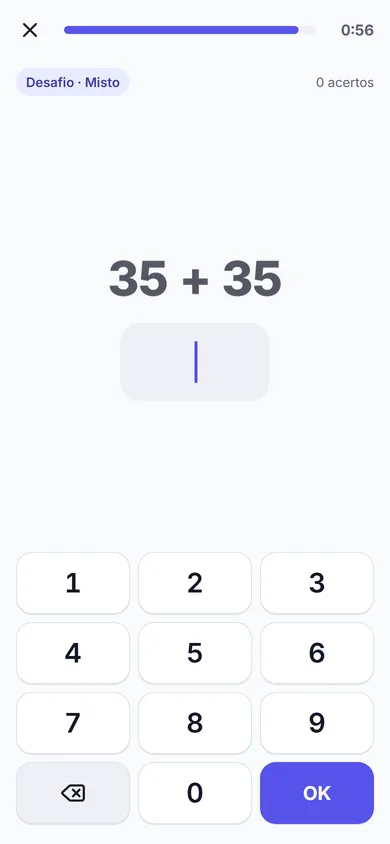 Desafio de contas no app do Calculando Rápido